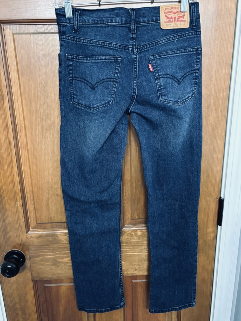 Levi 511 Slim Fit Dark Wash Boy’s Jeans 27” x 27” 14 Regular EUC - Picture 3 of 11
